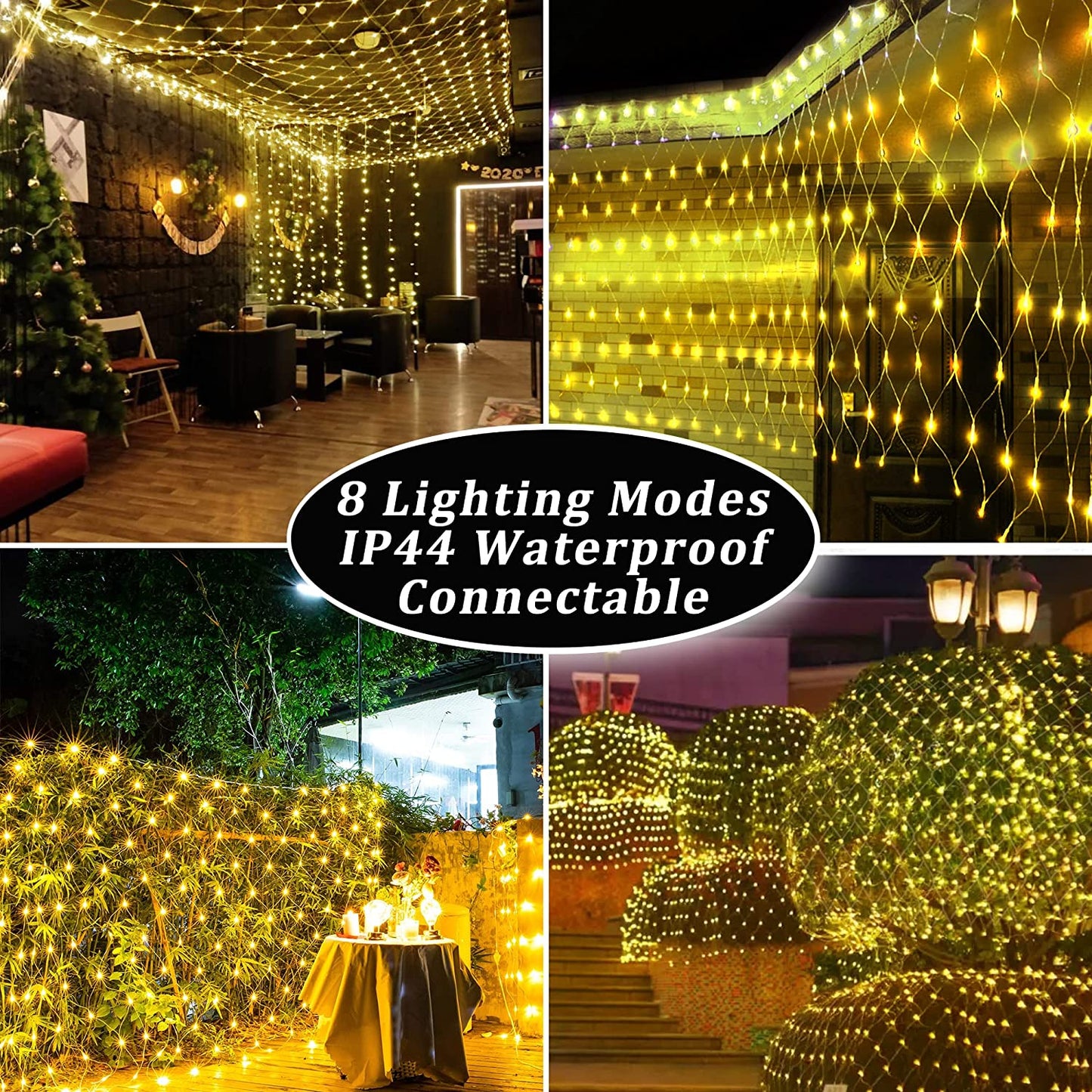 Solar Net Mesh Fairy Lights - 8 Modes Waterproof LED String Lights for Garden