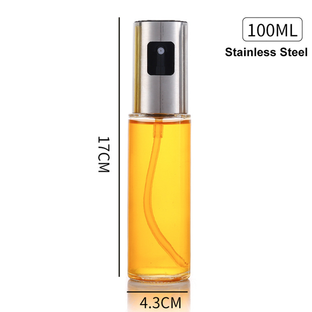 Glass Oil Spray Bottle - 100ML Kitchen Condiment Dispenser with Pump Sprayer