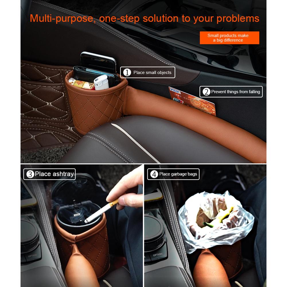 Leather Car Seat Gap Filler - Premium Storage Organizer with Dual Pockets