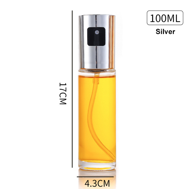 Glass Oil Spray Bottle - 100ML Kitchen Condiment Dispenser with Pump Sprayer