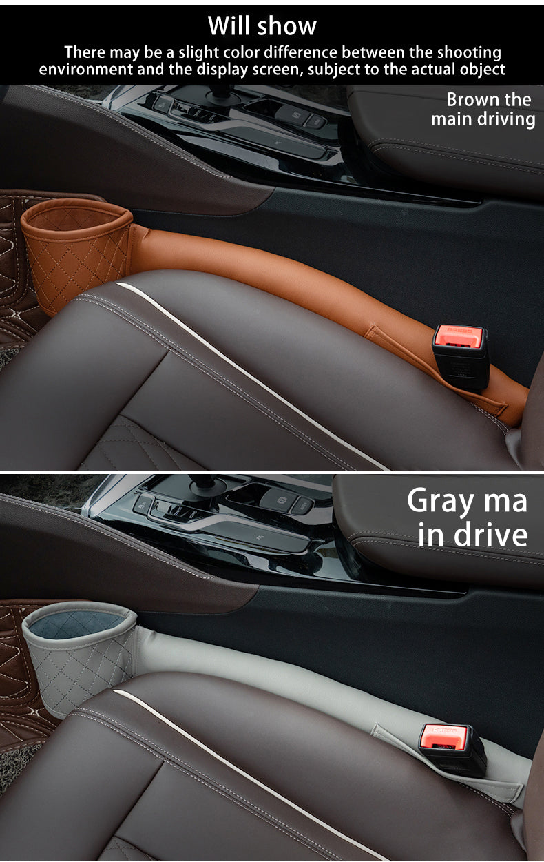 Leather Car Seat Gap Filler - Premium Storage Organizer with Dual Pockets