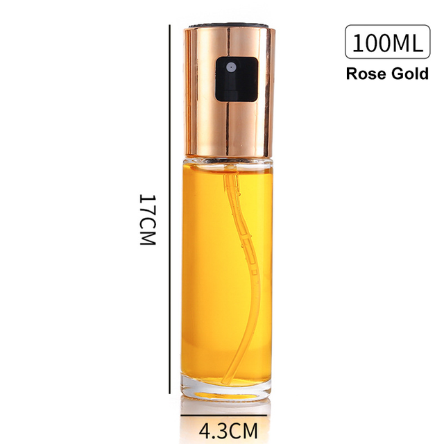 Glass Oil Spray Bottle - 100ML Kitchen Condiment Dispenser with Pump Sprayer