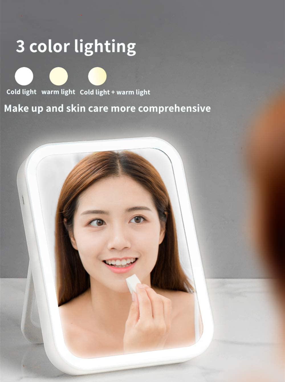 LED Lighted Makeup Mirror with Touch Screen - Portable Travel Vanity Mirror USB Rechargeable