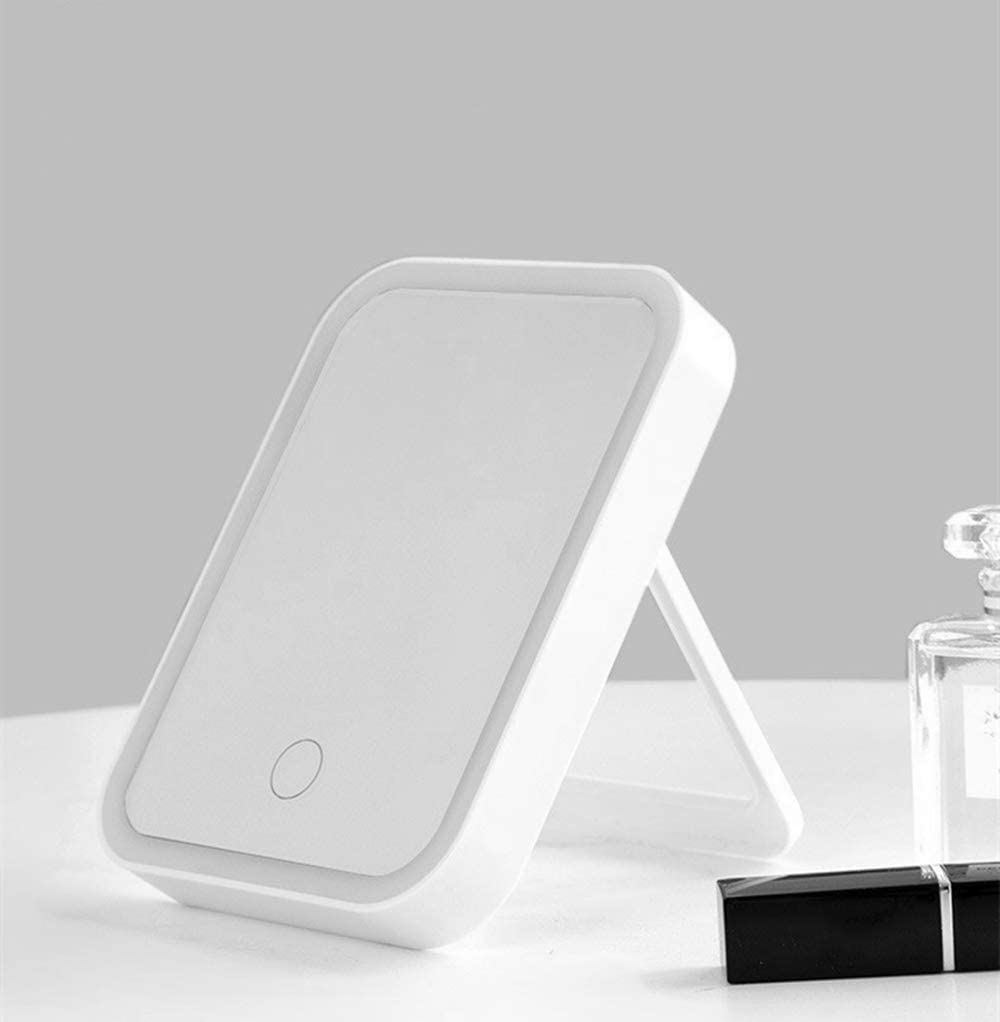 LED Lighted Makeup Mirror with Touch Screen - Portable Travel Vanity Mirror USB Rechargeable