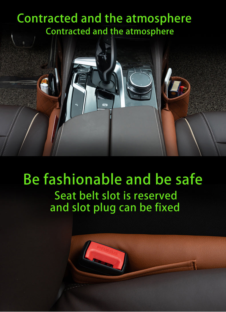 Leather Car Seat Gap Filler - Premium Storage Organizer with Dual Pockets