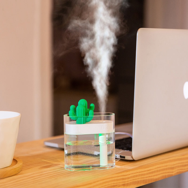Cactus USB Humidifier & Essential Oil Diffuser - 160ML Ultrasonic Aromatherapy